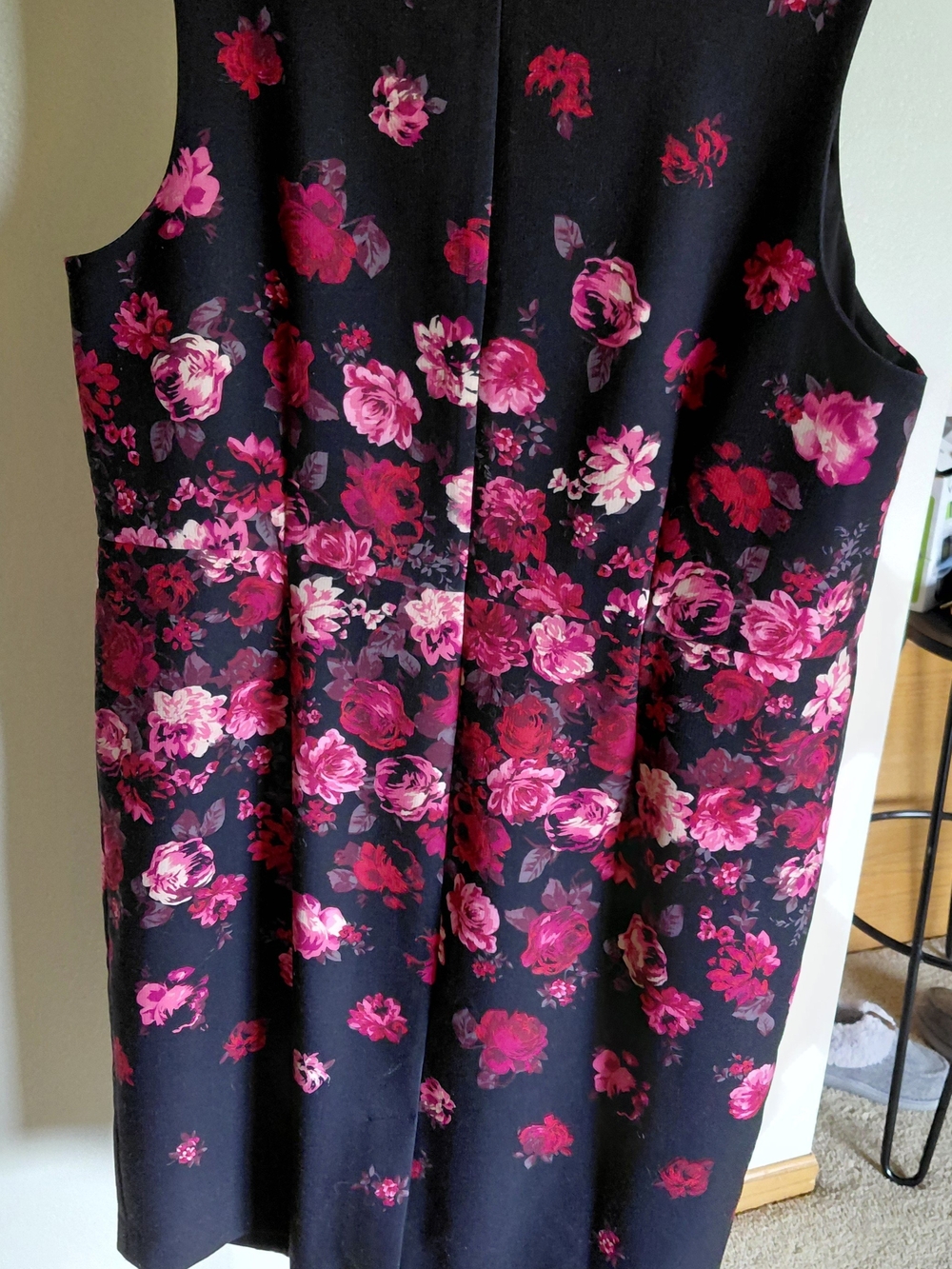 Talbots Black Sleeveless Midi Dress with Pink Floral Print - Picture 3 of 5